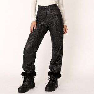 Vintage Skea Paris Vail Ski Snow Pants Black Abstract Print Made in USA Size 6